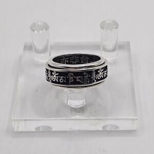 S925 Sterling Silver Tibetan Mantra Meditation Spinner Ring